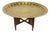 Middle Eastern Hand Engraved Brass Tray With Teak Folding Table Base For Sale