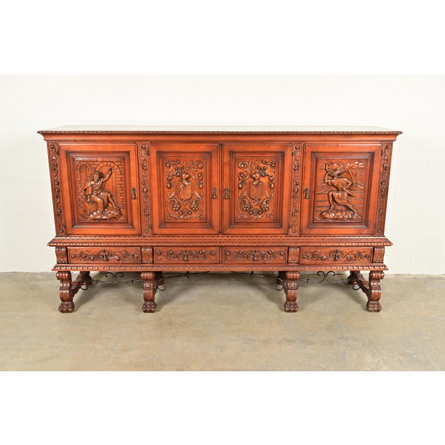 An exceptional antique Victorian or Renaissance Revival monumental sideboard, credenza, or bar cabinet In the manner of...