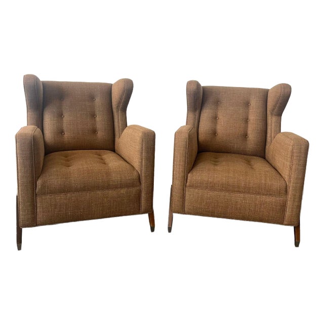 Custom Made Mid-Century Modern Style Wingback Lounge Chair For Sale - Image 4 of 7