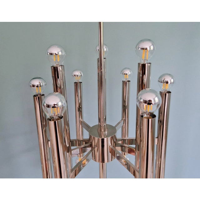 Gaetano Sciolari Large Space Age Chandelier in Chromed Metal attributed to Gaetano Sciolari for Boulanger, 1970s For Sale - Image 4 of 13