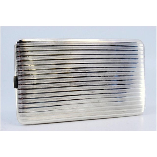 Guilloche Silver Cigarette Case with Bands For Sale - Image 3 of 9