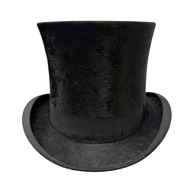 Brown 19th Century Top Hat and Leather Hat Box For Sale - Image 8 of 12
