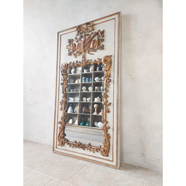 18th Century Hand-Carved Gilt Trumeau Mirror For Sale - Image 3 of 10