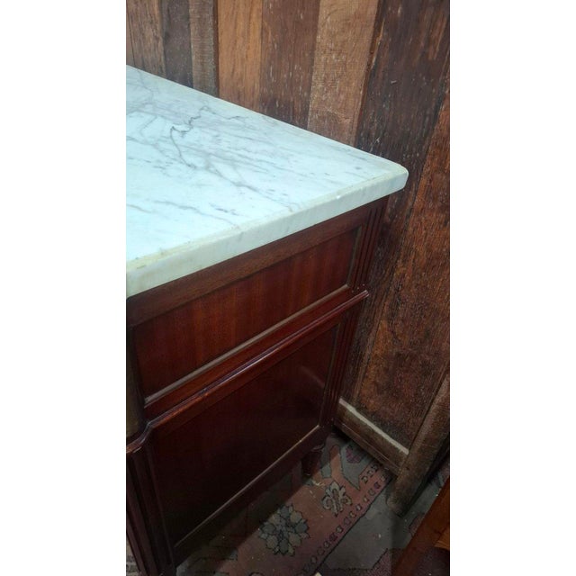 Wood Louis XVI Marble Top Chest of Drawers, 1950 For Sale - Image 7 of 9