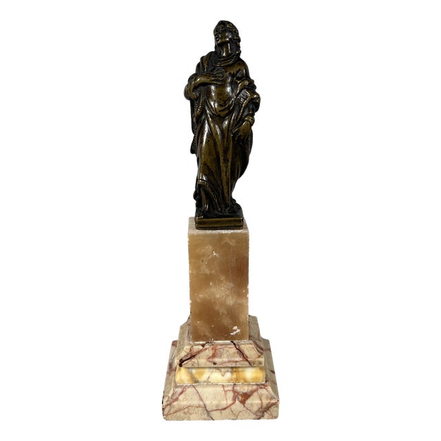 16th Century Saint John the Baptist Sculpture in Bronze & Marble For Sale