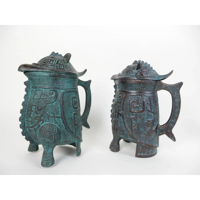 Turquoise 1960s Hollywood Regency Shiang Dynasty Bar Ice Bucket and Decanter - Set of 6 For Sale - Image 8 of 13