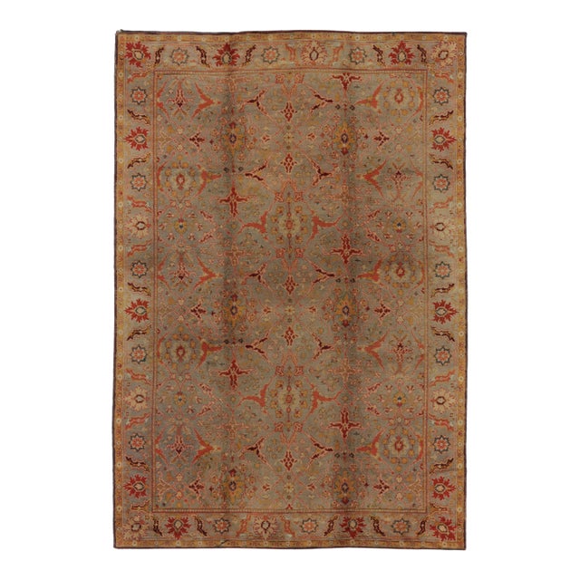 Antique European Axminster Rug With Colorful Intricate Floral Vines - Rug & Kilim For Sale