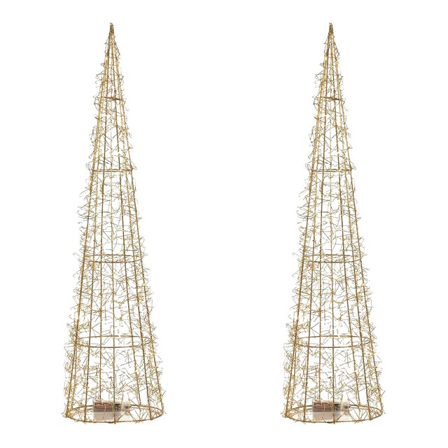 32" Holiday Wire LED Trees, Set of 2 For Sale