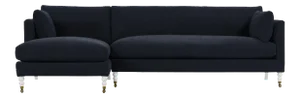 Greta Sectional, Navy Performance Velvet, Ivory Legs, Set of 2