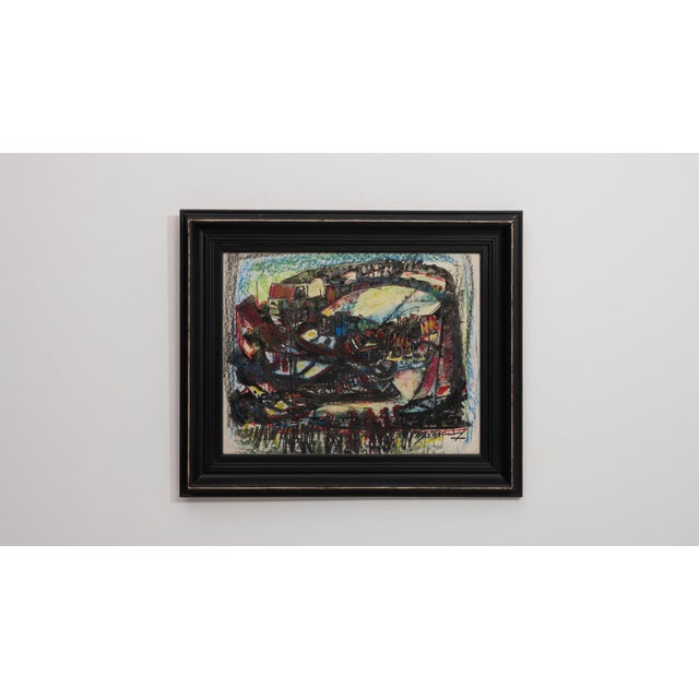 Mid 20th Century France Blue Wood Painting For Sale - Image 4 of 15