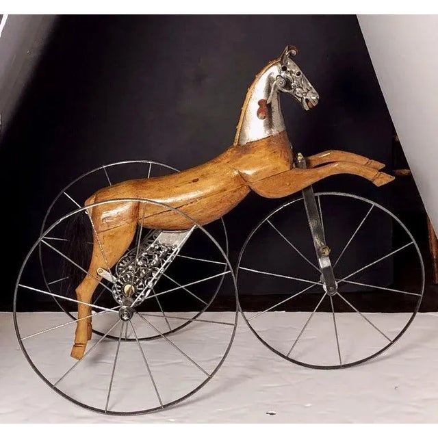 19th Century French Velocipede or Child's Horse Tricycle From the 19th Century For Sale - Image 5 of 12