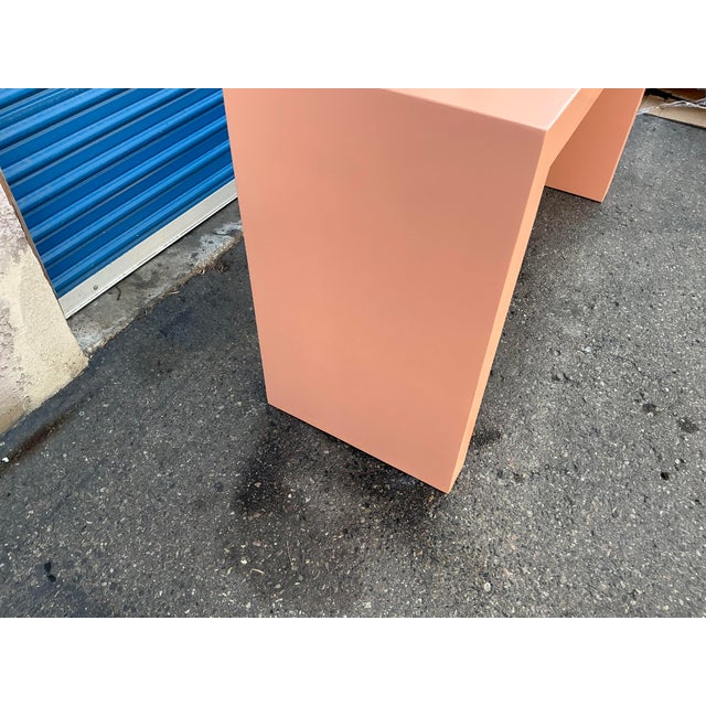 Late 20th Century Parsons Style Salmon Color Console Table For Sale In San Diego - Image 6 of 10