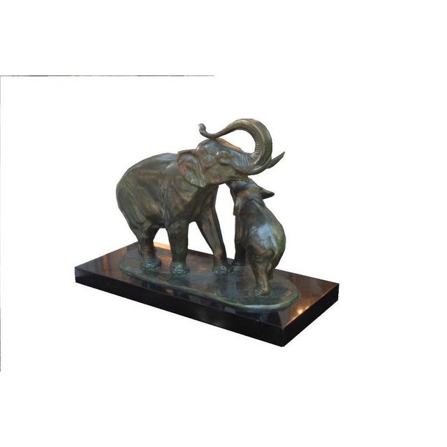 Elephant With Cub Bronze Sculpture by Irenée Rochard For Sale - Image 5 of 7