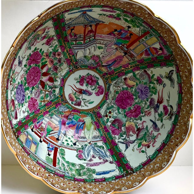 Mid 20th Century Centerpiece 16 1/2" Diameter "Chinese Export" Bowl. Famille Rose For Sale - Image 9 of 17