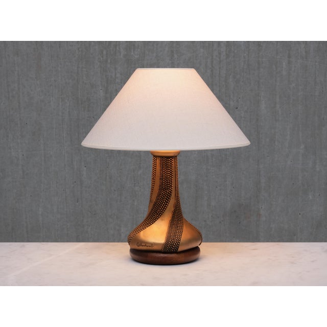 Mid-Century Modern Bronze Table Lamp with Beaded Texture by Giovanni Ottaviani, Italy, 1960s For Sale - Image 3 of 11