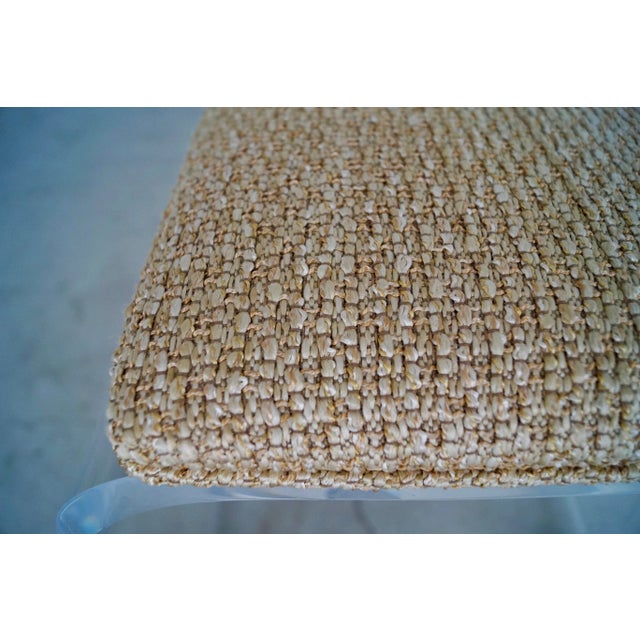 Metal Vintage Hollywood Regency Lucite Vanity Stool For Sale - Image 7 of 13