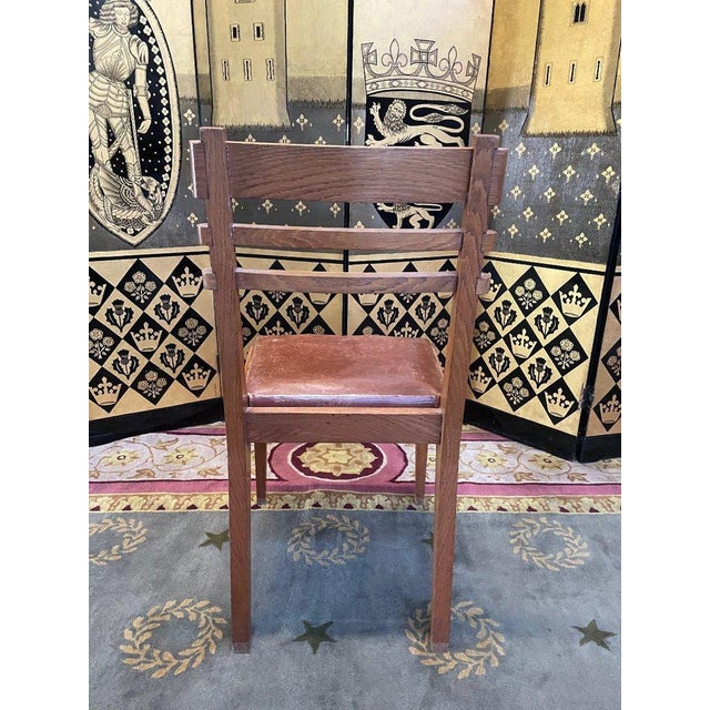 Chairs in Oak and Leather, 1950s, Set of 6 For Sale - Image 6 of 10