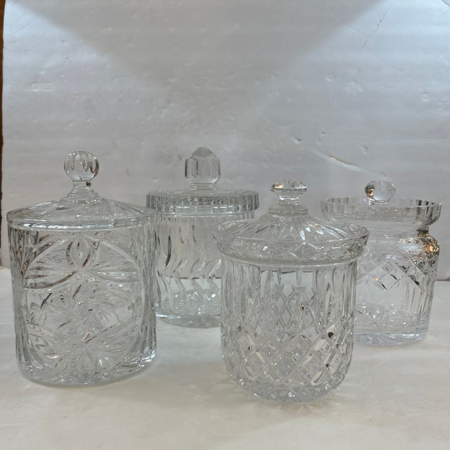Crystal Lidded Canisters /Jars Group of 4 For Sale - Image 12 of 12