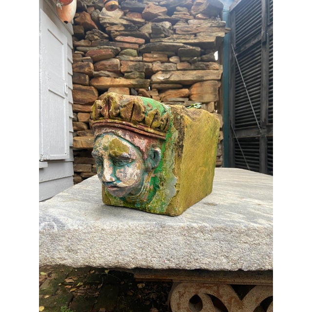 Stone Carved Stone Double Headed Planter For Sale - Image 7 of 10