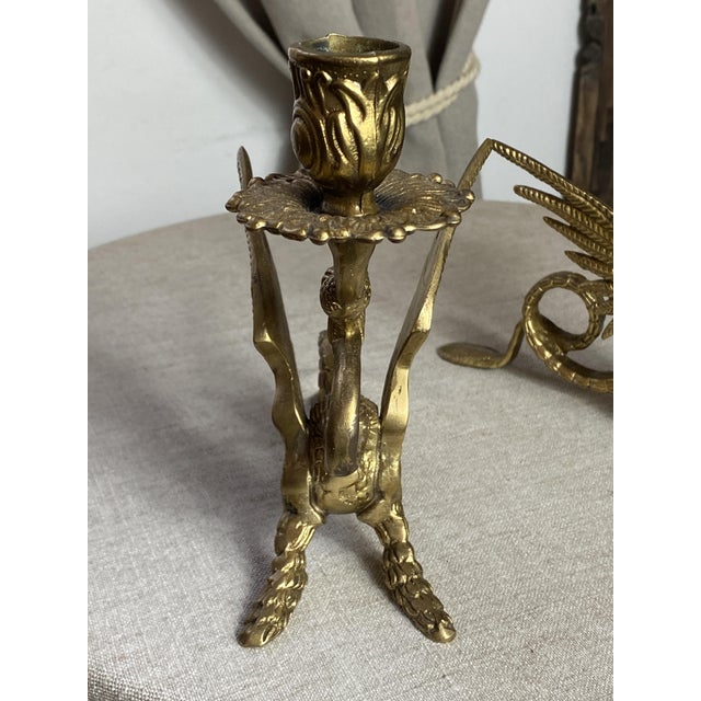 Metal Vintage Bronze Chimera Candlesticks, 1920s, Set of 2 For Sale - Image 7 of 18