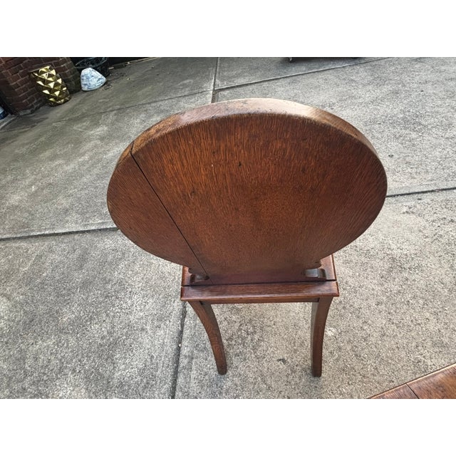 Pair of Early 19th Century English Regency Oak Hall Chairs With Carved Backs For Sale - Image 17 of 18