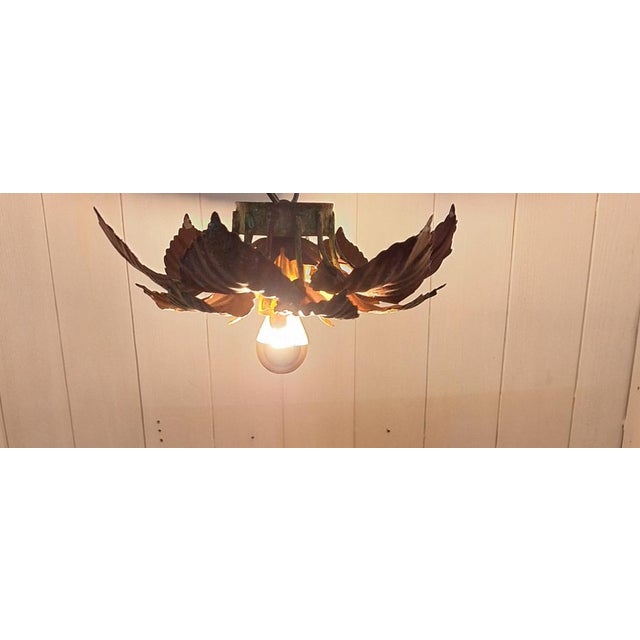 Handmade Florentine Autumn Leaf Ceiling Lamp, 1970s For Sale - Image 4 of 11