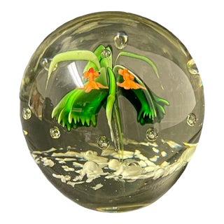 Vintage Goldfish Blown Glass Paper Weight For Sale