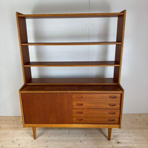 Sideboard Bookcase with Pull-Out Desk in Teak, Denmark, 1960s For Sale - Image 6 of 6