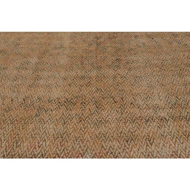 Rug & Kilim Rug & Kilim’s Modern Distressed Rug in Beige and Gold With Geometric Patterns For Sale - Image 4 of 8