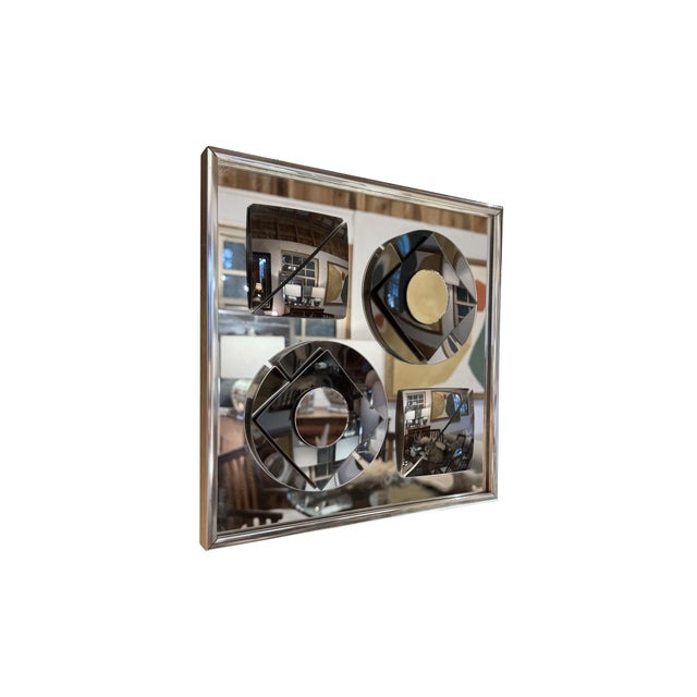 Hal Bienenfeld 1970s Mid-Century Hal Bienenfeld Mirror Sculpture With Square and Circle Design For Sale - Image 4 of 6