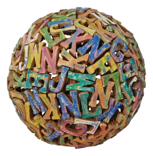 Vintage Rustic Colorful Large Wood Alphabet Ball