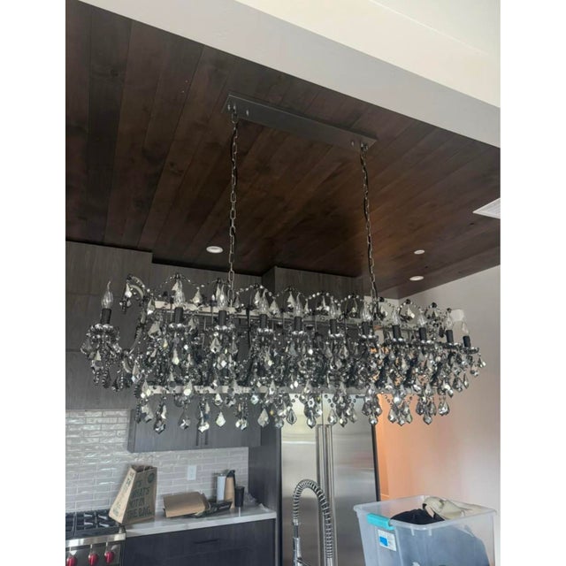 RESTORATION HARDWARE CHANDELIER AUTHENTIC 19th C. Rococo Iron & Crystal Rectangular Chandelier Strung with hundreds of...