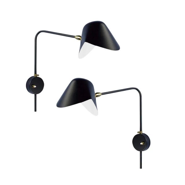 Serge Mouille 'Antony' Wall Lamps in Black - a Pair For Sale - Image 9 of 9