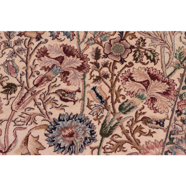 Shabby Chic Floral 1990's Pak-Persian Ivory/Blue Wool Rug - 9'1'' X 12'7'' For Sale - Image 4 of 9