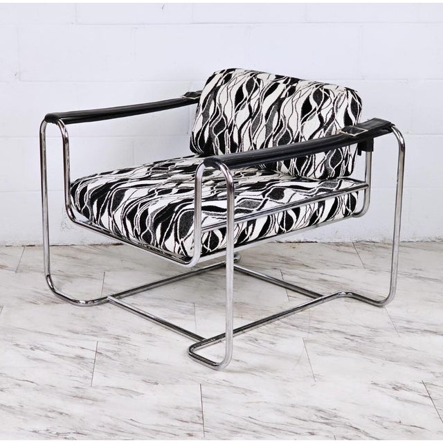 1950s 1950s Bauhaus Style Bent Chrome Chair With Coogi-Esque Upholstery by Kurt Thut for Stendig For Sale - Image 5 of 7