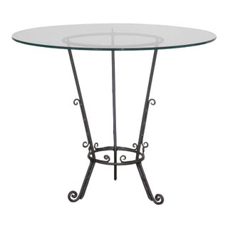 1920s Spanish Wrought Iron and Glass Center Table For Sale