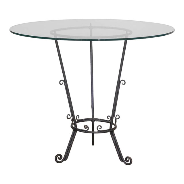 1920s Spanish Wrought Iron and Glass Center Table For Sale