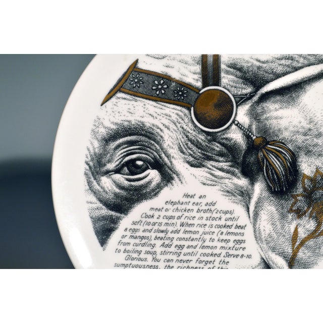 Mid-Century Modern Fornasetti Fleming Joffe Recipe Plate, Elephant Ear Soup Italy, 1967–1974 For Sale - Image 3 of 6