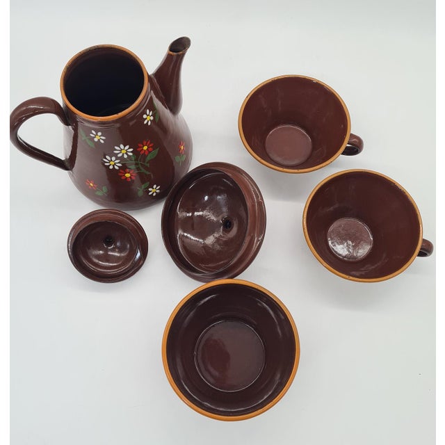 Metal Vintage Teapot, Sugar Bowl, and Cups, 1960s, Set of 4 For Sale - Image 7 of 9