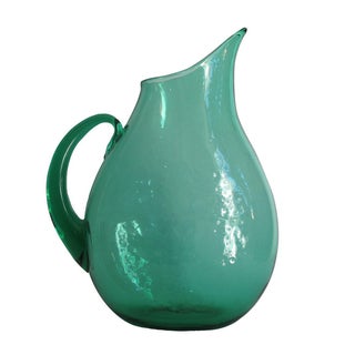 Green Blown Glass Pitcher For Sale