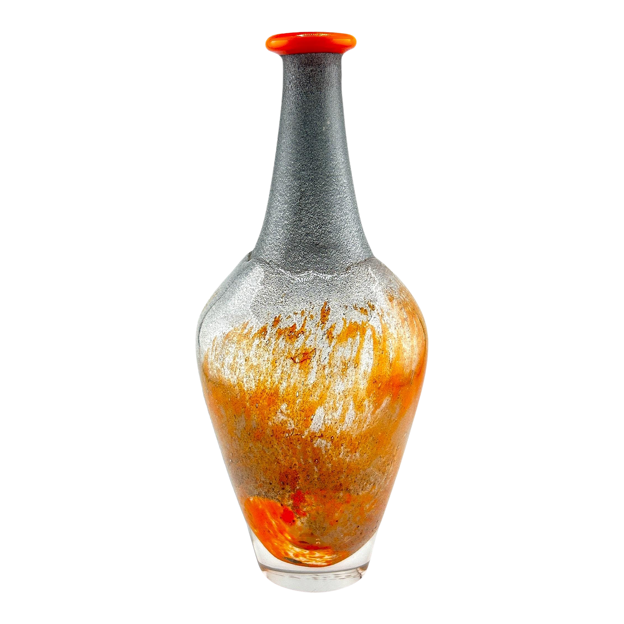 1970's Kosta Boda Monica Backstrom Signed Orange Art Glass Vase