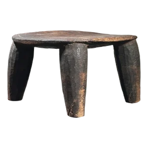 Antique Hand Carved Nigerian 4-Legged Stool/African Folk Art