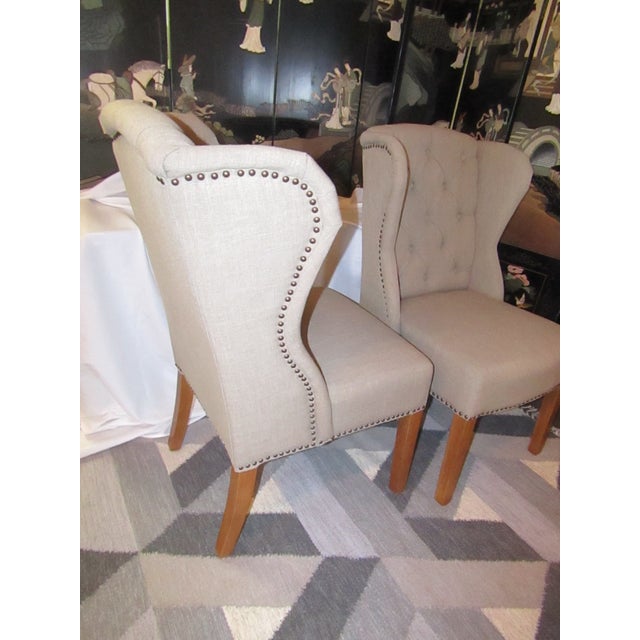 Arhaus "Greyson" Tufted Upholstered Dining Side Chairs a Pair Chairish