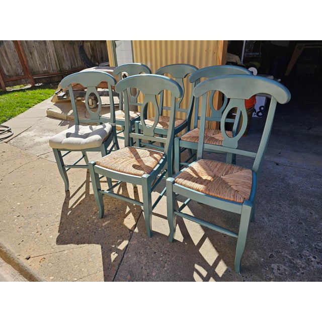 Pottery Barn Napoleon Dining Chairs Moonlight Blue Set of 6 Chairish