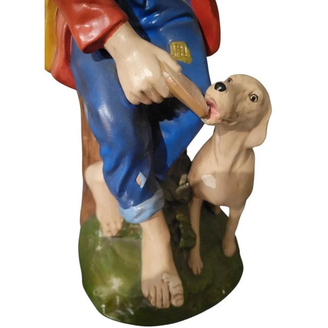Wildwood 1970"s Vintage Holland Mold Dutch Colorful Boy With Dog Table Lamp For Sale - Image 4 of 7