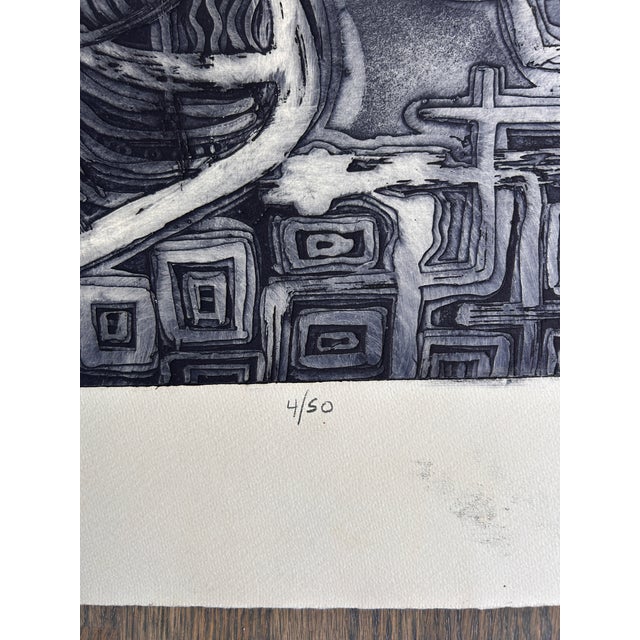 Mid-Century Modern Annette Robyns Original Etching Self-Portrait Modern Abstract Art Print For Sale - Image 3 of 6