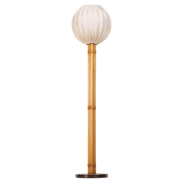 Model G-105 Floor Lamp in Bamboo attributed to Bergboms, Sweden, 1970s For Sale