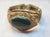 Vintage Chinese Export Filigree Gilded Silver Bracelet With Bloodstone Cabochon For Sale - Image 4 of 10