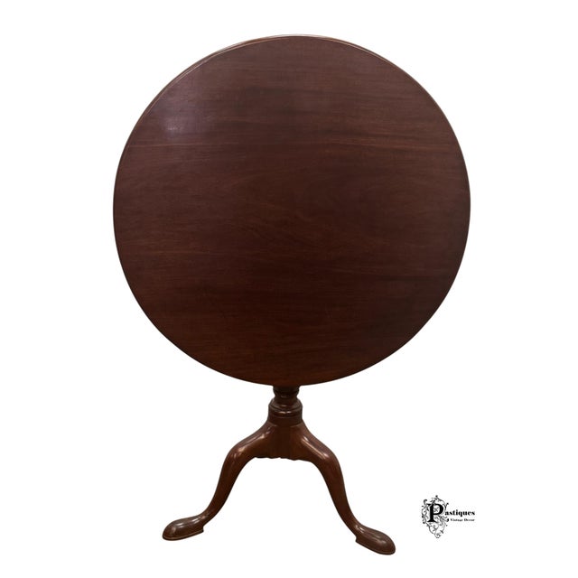Vintage Traditional Chippendale Style Tilt Top Accent Table featuring High Quality Mahogany Construction, Urn Shaped...