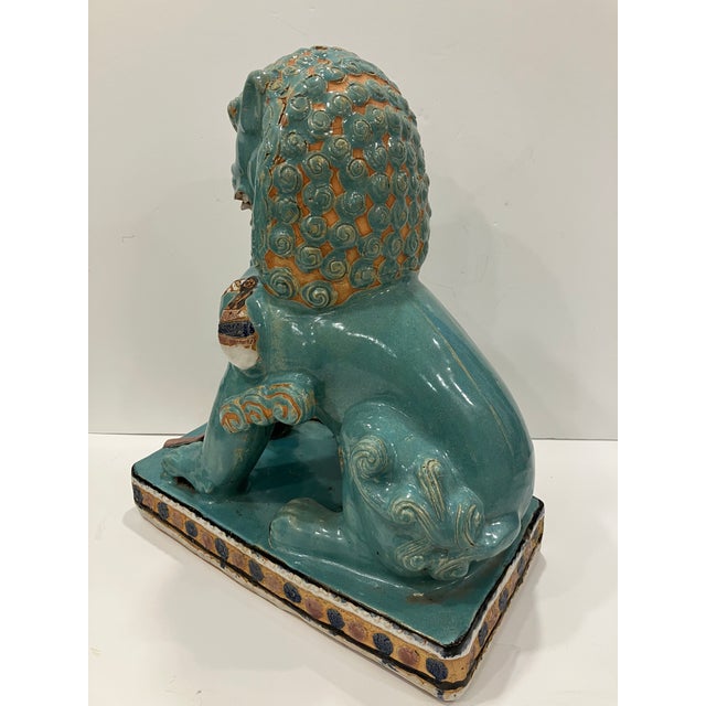 Chinese Chinese Ceramic Lion Late 20th Century For Sale - Image 3 of 7